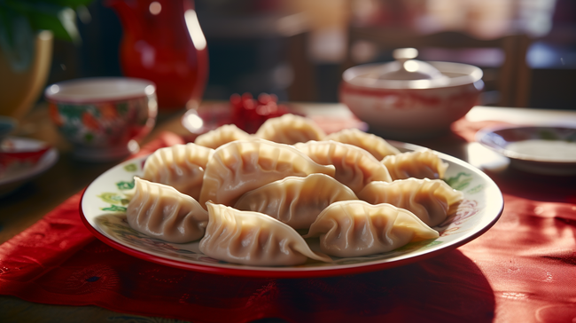春节一盘水饺美食背景24图片