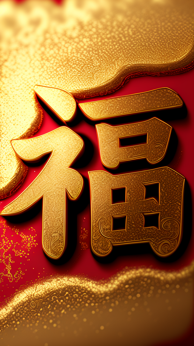 红金色新年福字文字背景图片图片