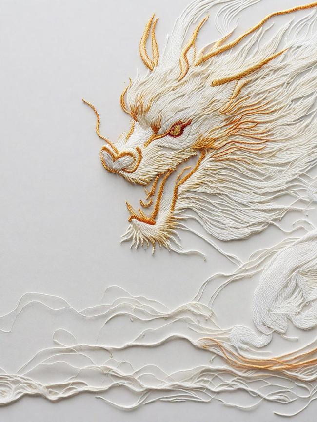 国风刺绣白金中国龙背景素材图片