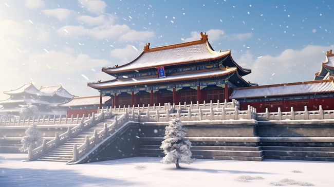 大雪紫禁城被雪覆盖8背景素材图片