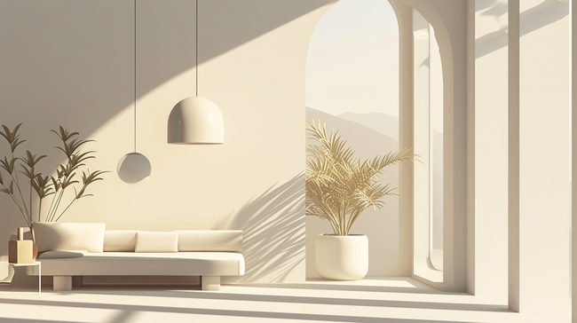 3D现代感白色室内设计抽象艺术背景图14图片