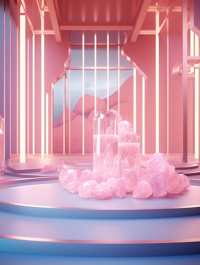 浅粉色水晶室内场景设计图片
