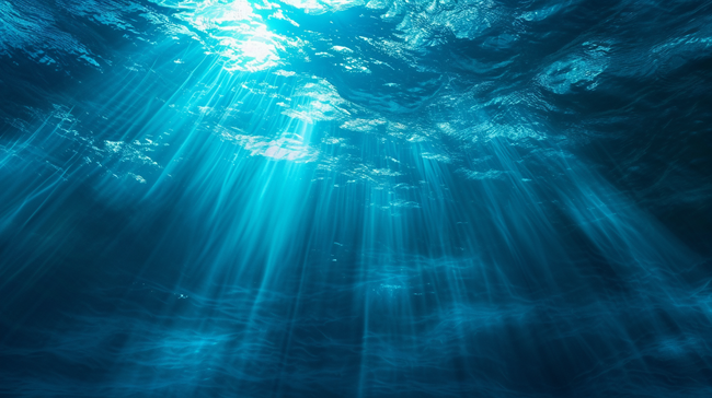 蓝色水下水波纹光束简约唯美背景图1图片