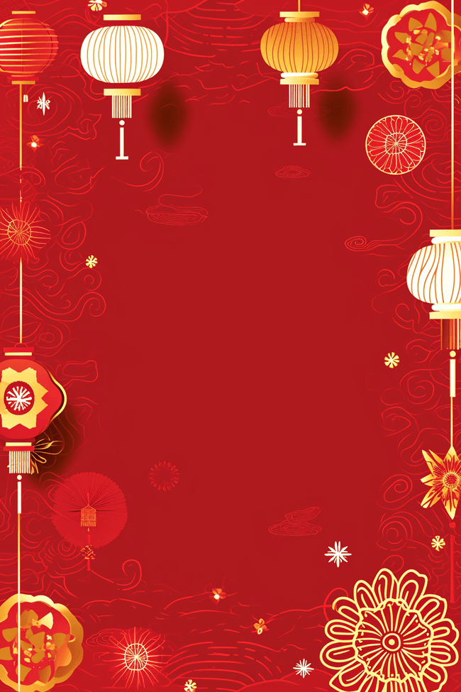 新年灯笼红色矢量图手绘背景