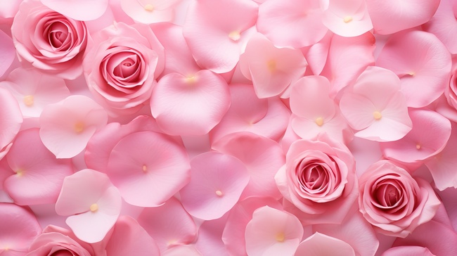 粉色玫瑰花瓣平铺图片图片