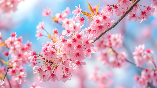 美丽的粉红色樱花背景图片