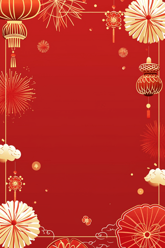 新年手绘灯笼红色背景矢量图