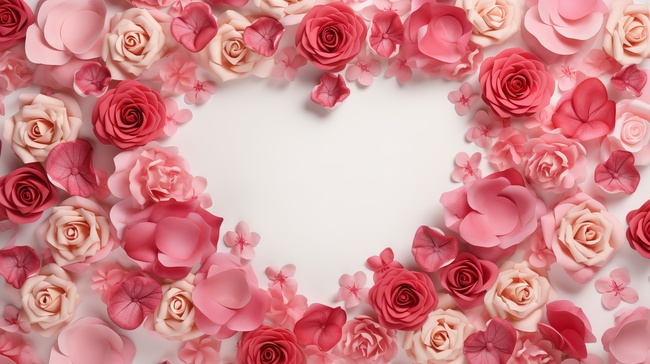 情人节花框配玫瑰素材图片