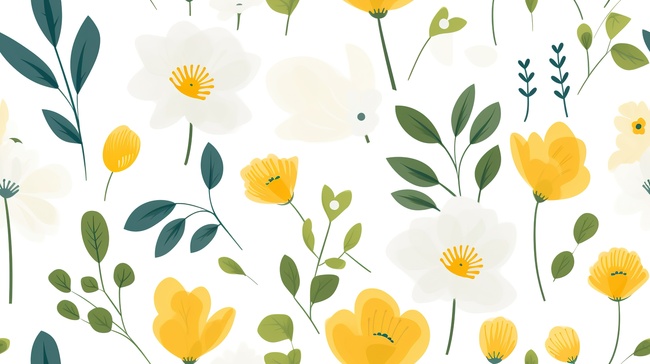 春天的花朵矢量图案背景素材图片
