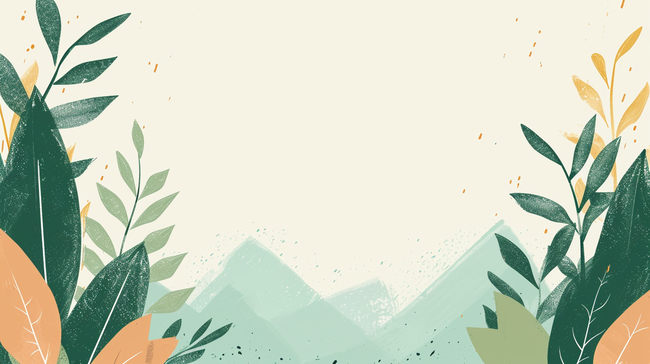 手绘绿色森林公园山脉场景的背景图1图片