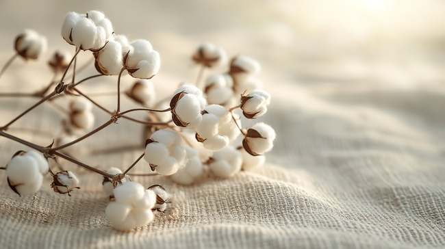 棉布织物上的棉花背景素材图片