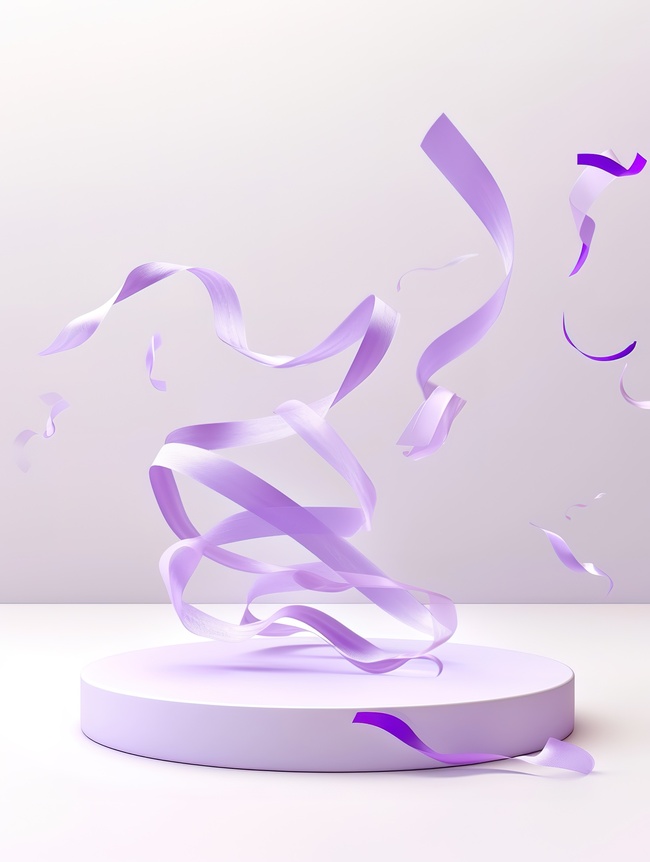 淡紫色飘带丝带的三维模型背景图图片