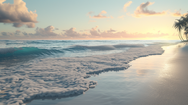 蓝天白云大海沙滩海浪的背景图19图片