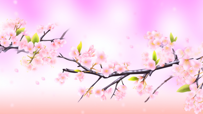 粉色简约唯美桃树枝上桃花的背景2图片