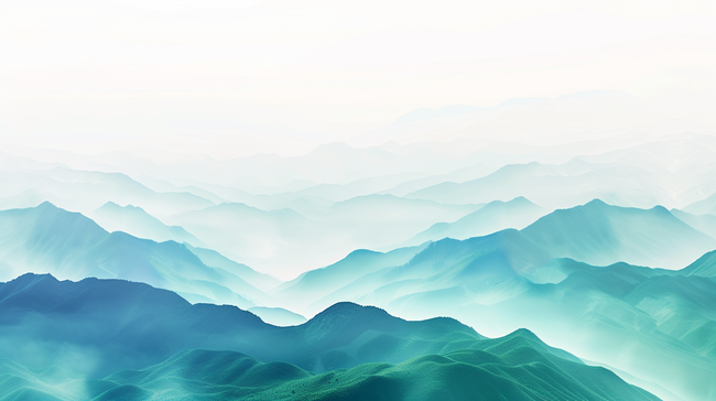 绿色云雾缭绕大山背景-图片