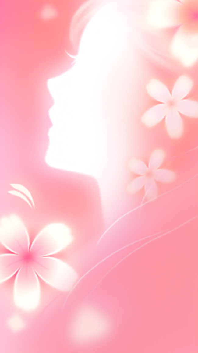 粉色妇女节女神节女孩剪影和花朵背景图图片