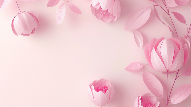 粉色剪纸花女神节浪漫唯美的背景7图片