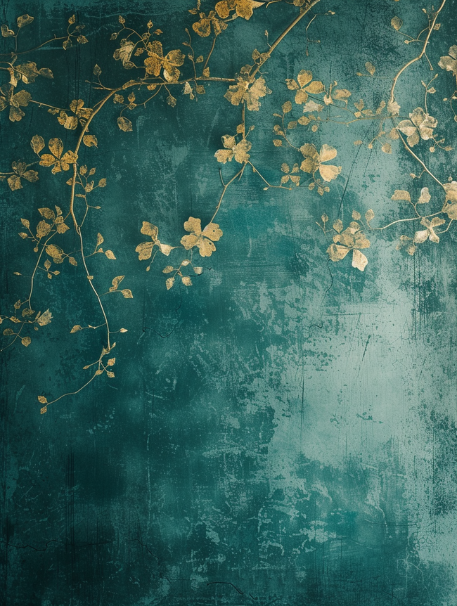 春天绿色墙面上树枝花朵的背景图15图片