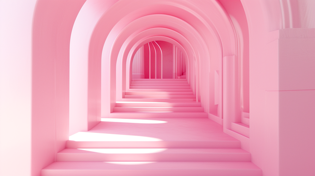 粉色拱形门楼梯背景2图片