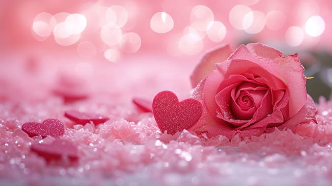 粉红色玫瑰花朵闪光背景图片