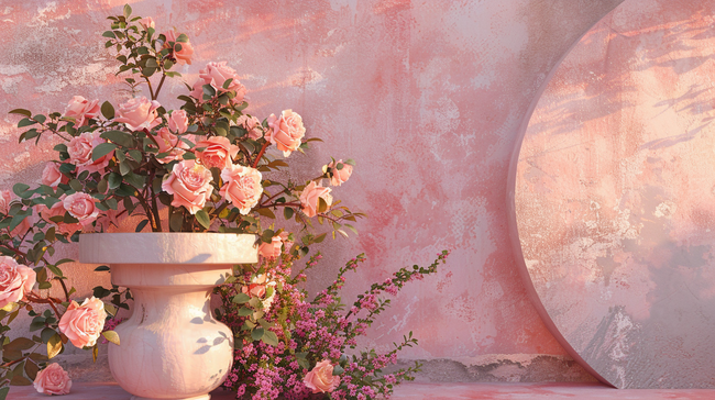 粉色浪漫女神节玫瑰花舞台的背景9图片