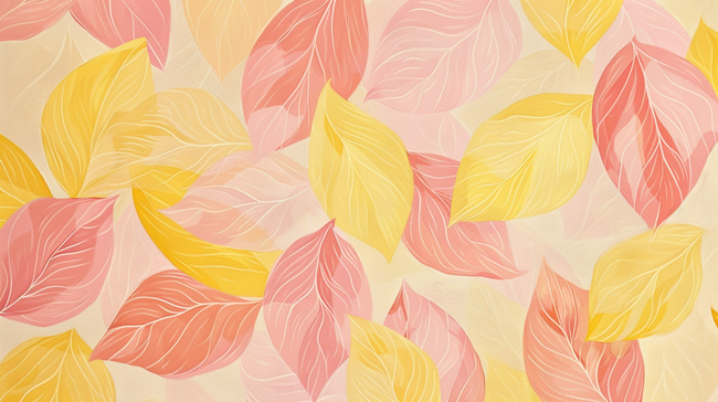 扁平化黄色树叶平铺装饰的背景11图片