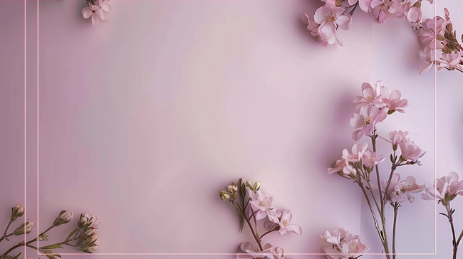 紫色女神节花朵唯美简约平铺的背景9图片