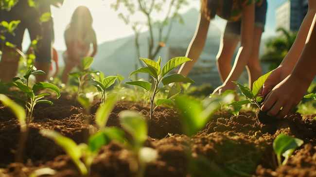 春季栽种植物绿色背景0图片