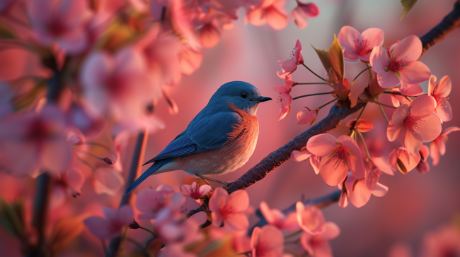 春季小鸟落枝头唯美背景6图片