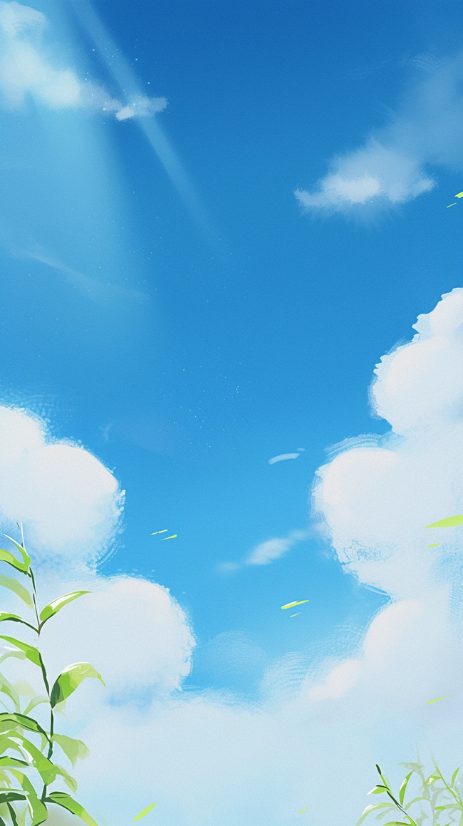 春天唯美蓝天白云光线背景图片