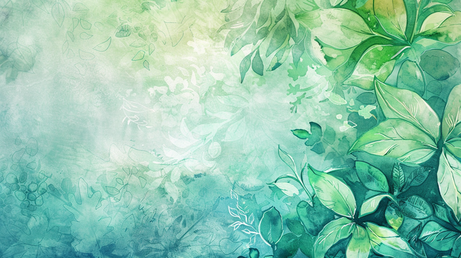 手绘绿植植物自然叶子装饰背景14图片