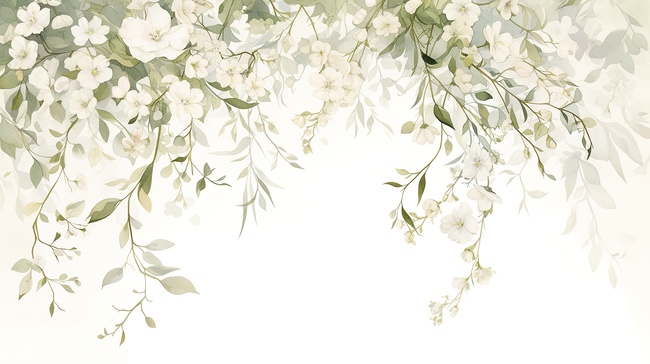 白色背景花艺边框春天图片