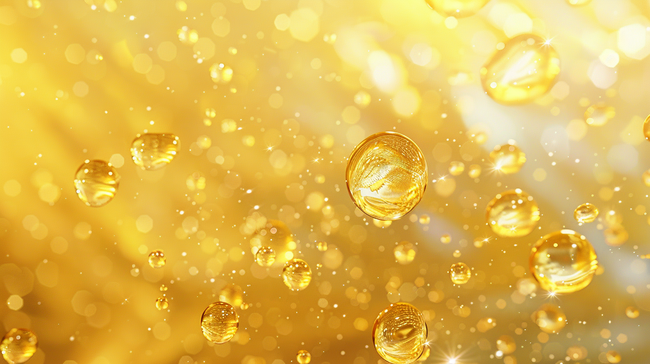 医美气泡分子水珠透明光亮金色背景图图片