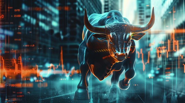 彩色金融股票牛市上升图标的背景3图片