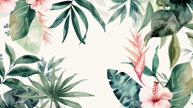 彩色手绘植物装饰边框背景13图片