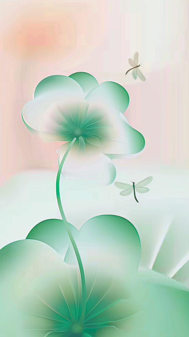 清新弥散风春天绿白色花朵背景图片