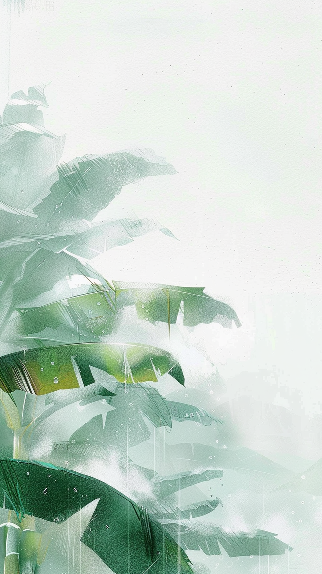 春天谷雨节气雨中绿植芭蕉叶背景图片图片