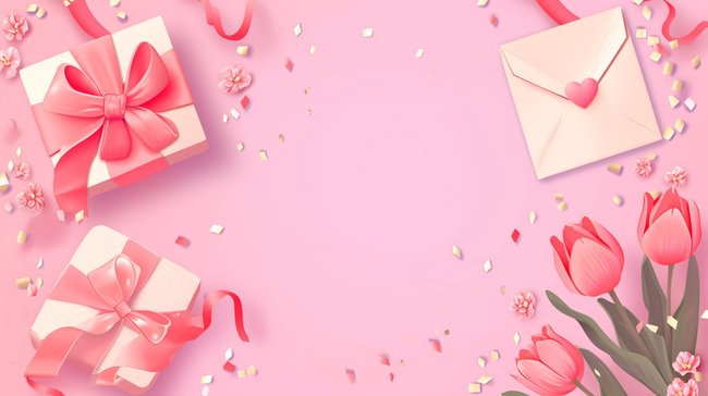 粉色母亲节花朵信封背景图片