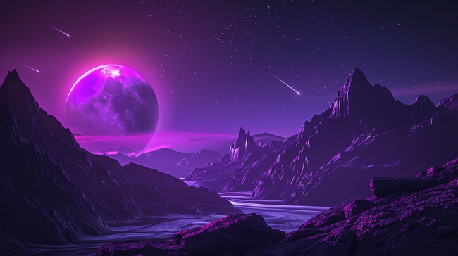 紫色山水风景的背景图片