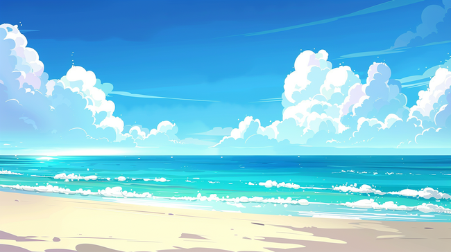 清新蓝色大海海水海浪沙滩的背景图片