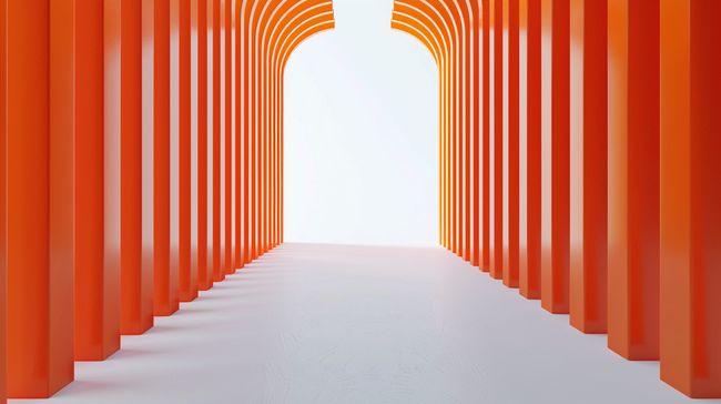 橘色渐变纹理线条质感空间走廊的背景图片