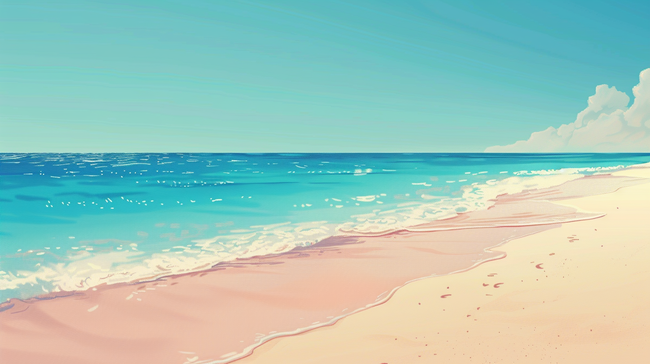 清新唯美大海海浪沙滩的背景图片