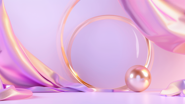 粉紫色3D渲染创意玻璃飘带展台设计图图片