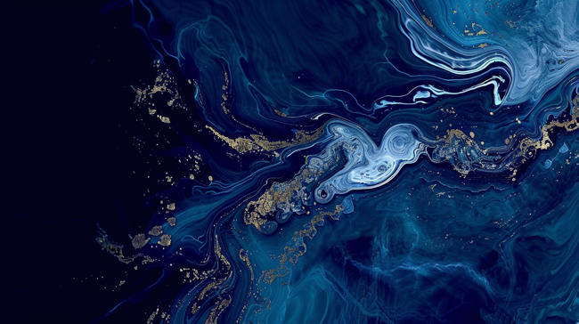 蓝金深色新中式鎏金流体抽象山川纹理设计图片