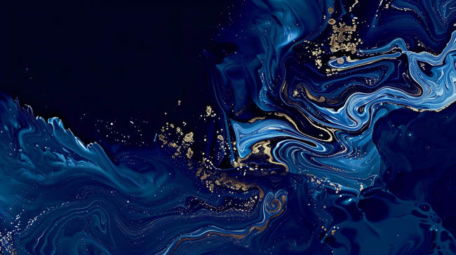 蓝金深色新中式鎏金流体抽象山川纹理设计图图片