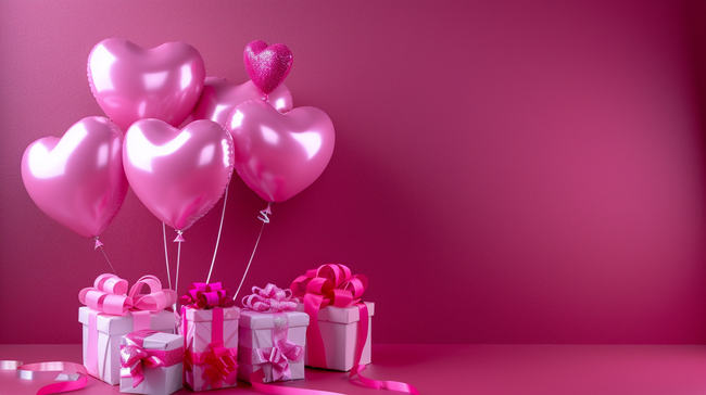 粉色520心形礼物礼盒装饰背景图片