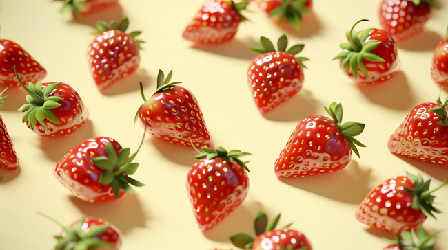 水果草莓平铺摆放的背景图片