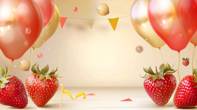 草莓水果装饰边框背景图片