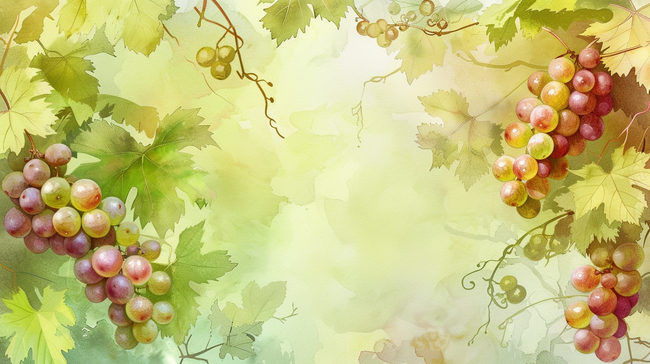 绿色水彩葡萄水果插画背景图片图片