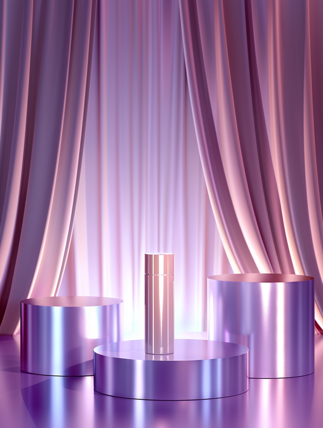 精致浪漫紫色护肤品展示台的背景图片
